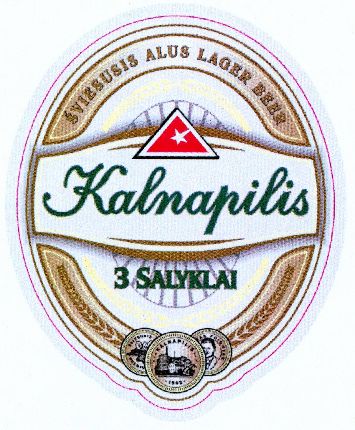 Prekės ženklas: Kalnapilis 3 SALYKLAI ŠVIESUSIS ALUS LAGER BEER